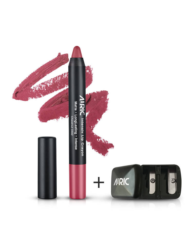 Auric Lipstick Intensiv Lip Crayon Chestnut -3402, 2.8 gm + Free Sharpener