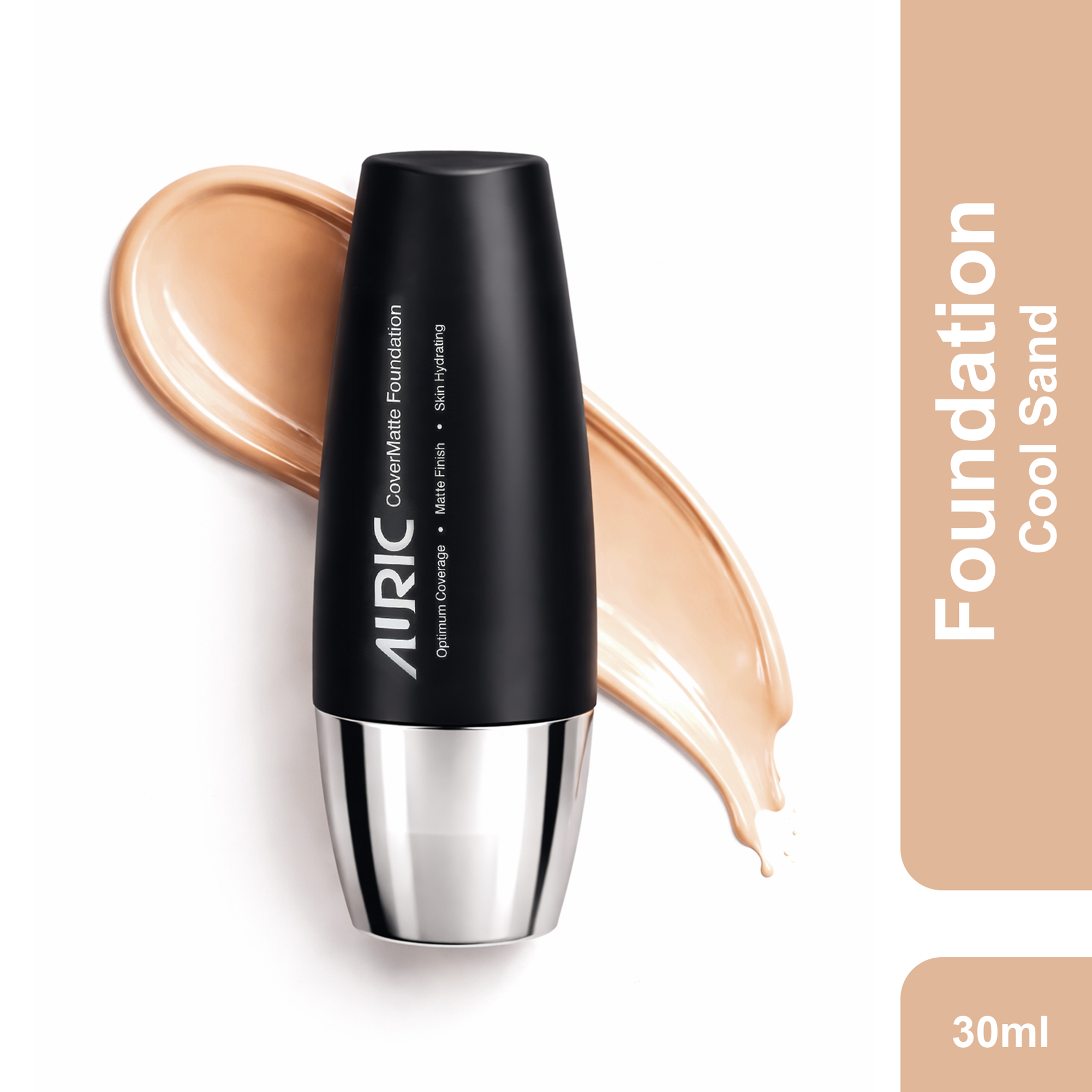 Auric CoverMatte Foundation, Cool Sand - 30 ml