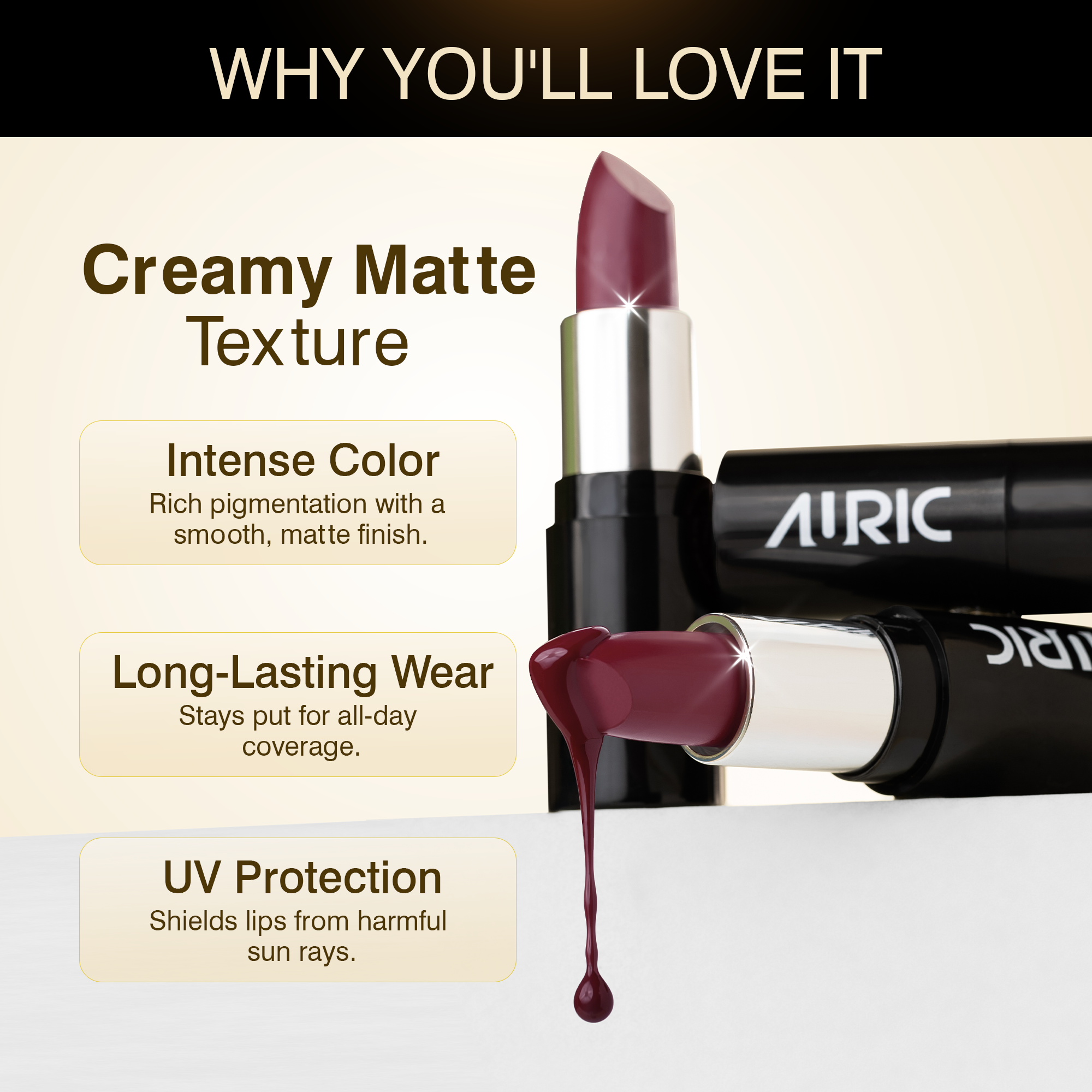 Auric MatteRich Lipstick, Plum Drop - 4.2g