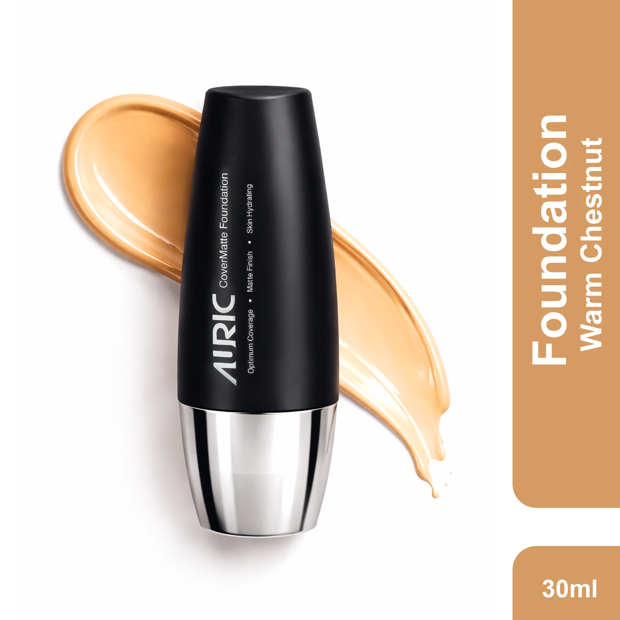 Auric CoverMatte Foundation, Warm Chestnut - 30 ml