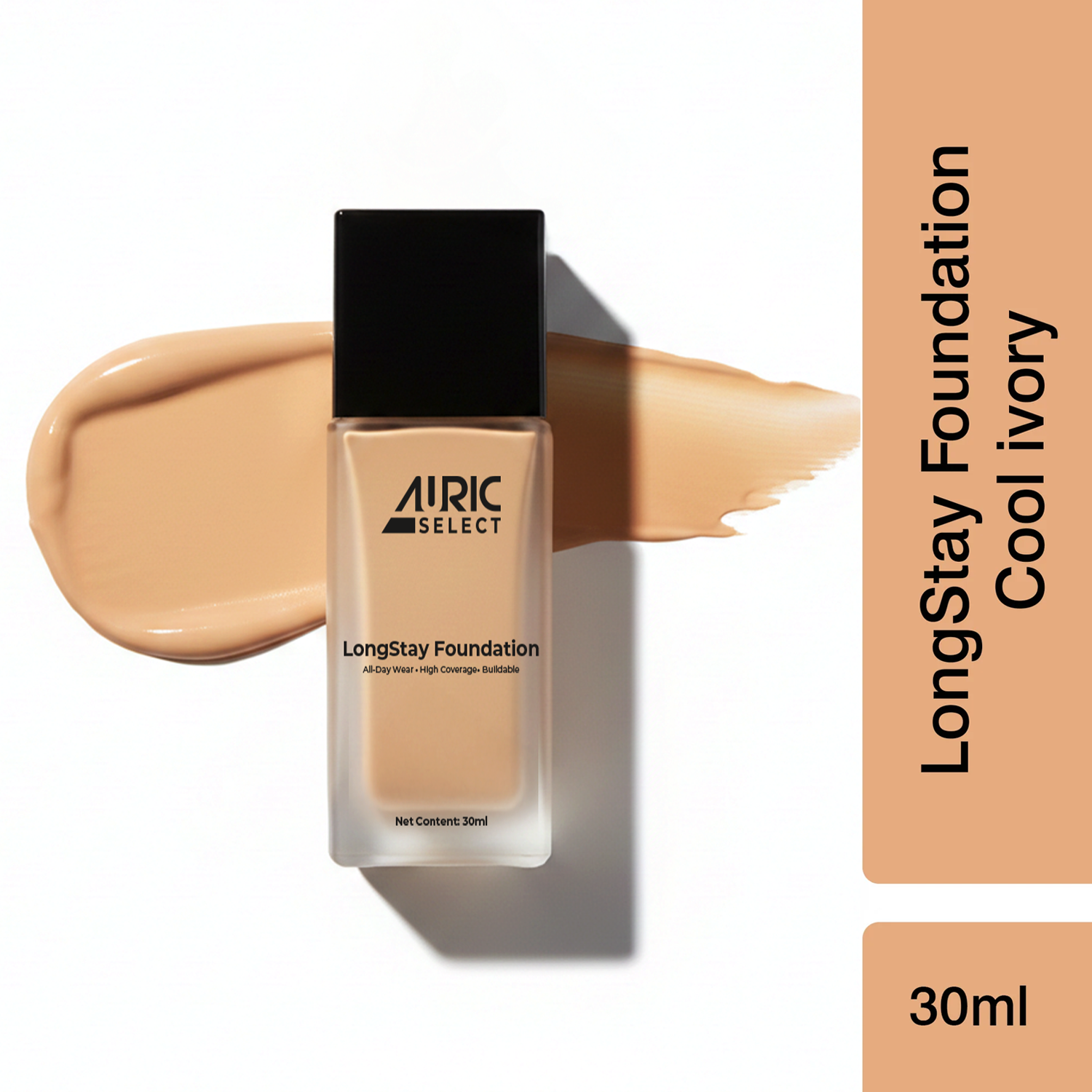 Auric Select LongStay Foundation, Cool ivory - 30 ml