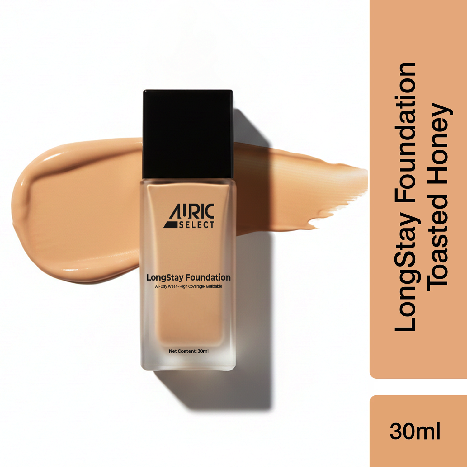 Auric Select LongStay Foundation, Toasted Honey - 30 ml