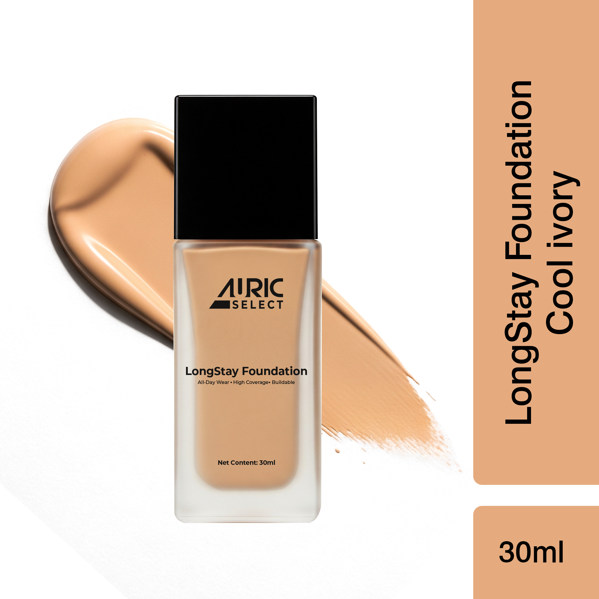 Auric Select LongStay Foundation, Cool ivory - 30 ml