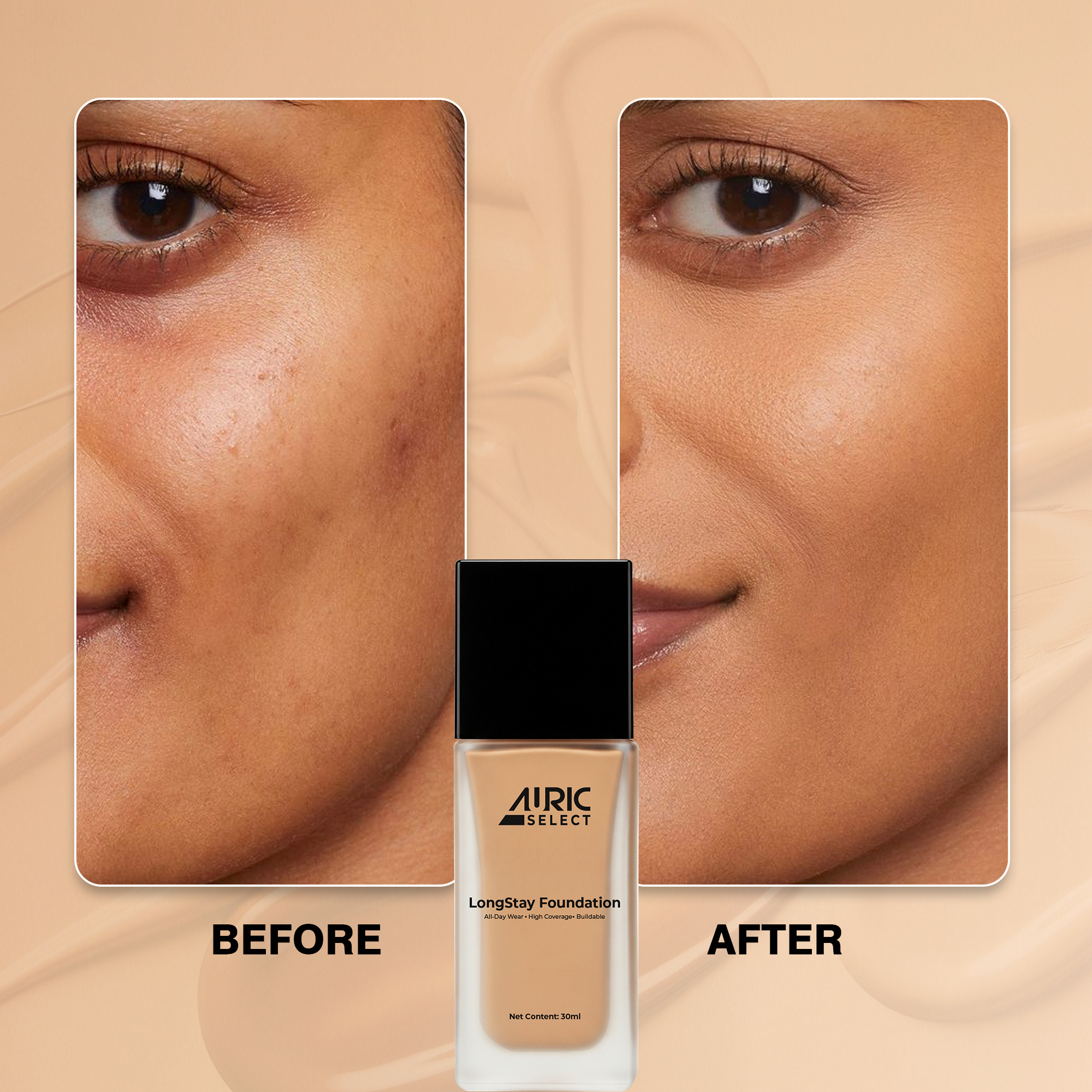 Auric Select LongStay Foundation, Cool ivory - 30 ml