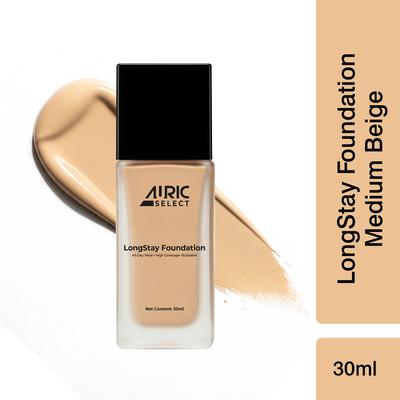 Auric Select LongStay Foundation, Medium Beige - 30 ml