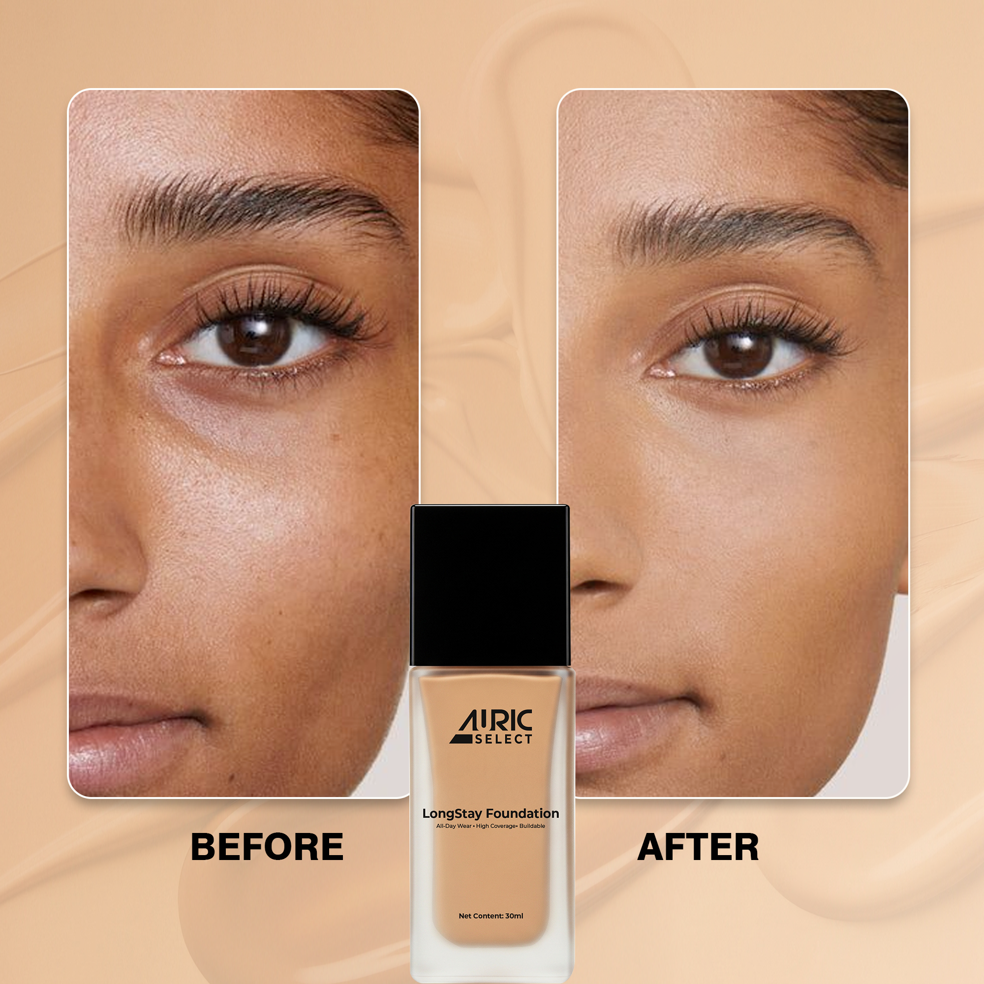 Auric Select LongStay Foundation, Toasted Honey - 30 ml